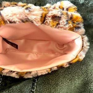 Girls Leopard Fur crossbody purse